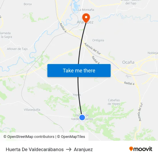 Huerta De Valdecarábanos to Aranjuez map