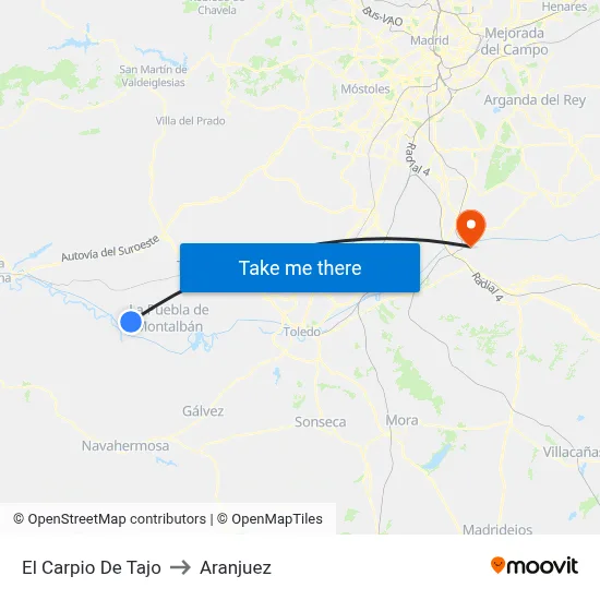 El Carpio De Tajo to Aranjuez map