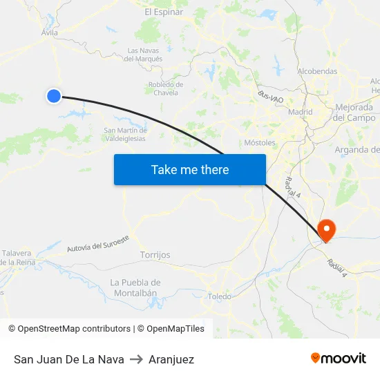 San Juan De La Nava to Aranjuez map