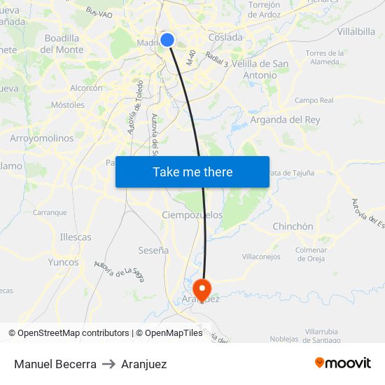 Manuel Becerra to Aranjuez map