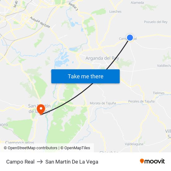 Campo Real to San Martín De La Vega map