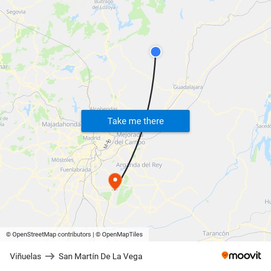 Viñuelas to San Martín De La Vega map