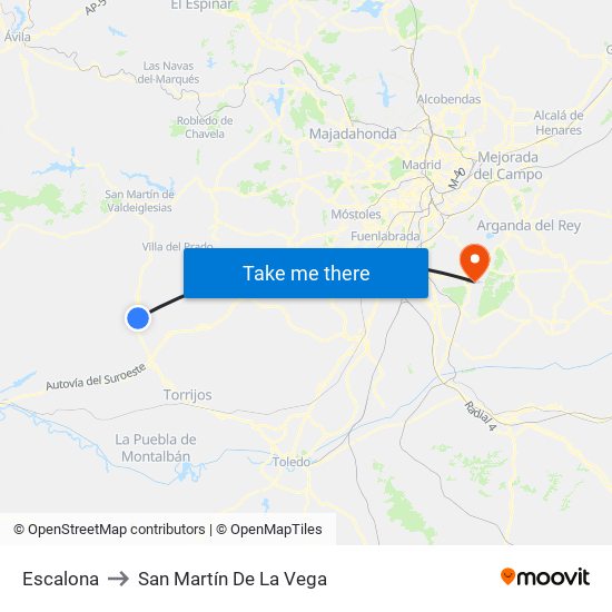 Escalona to San Martín De La Vega map