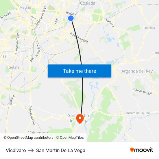 Vicálvaro to San Martín De La Vega map