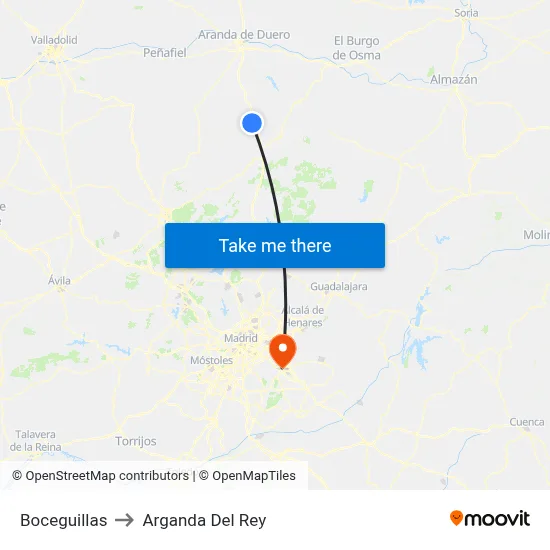 Boceguillas to Arganda Del Rey map