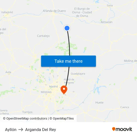 Ayllón to Arganda Del Rey map
