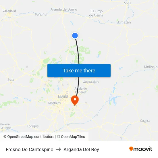 Fresno De Cantespino to Arganda Del Rey map