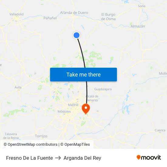 Fresno De La Fuente to Arganda Del Rey map