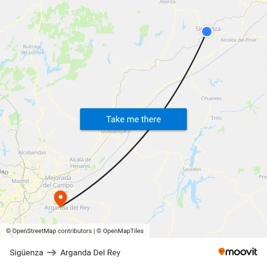 Sigüenza to Arganda Del Rey map