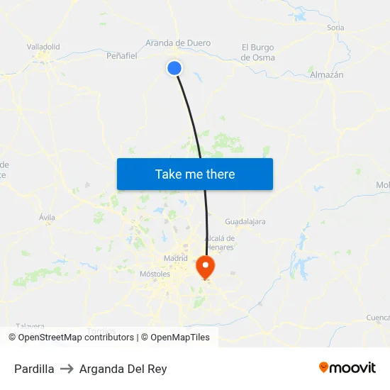Pardilla to Arganda Del Rey map
