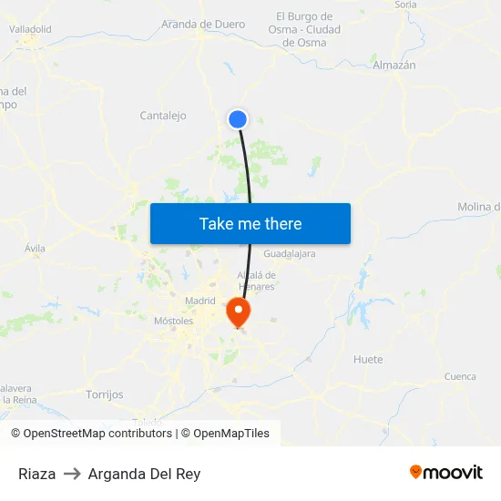 Riaza to Arganda Del Rey map