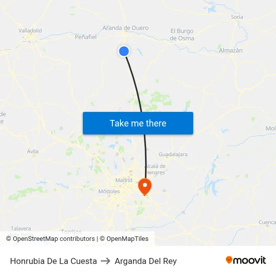 Honrubia De La Cuesta to Arganda Del Rey map