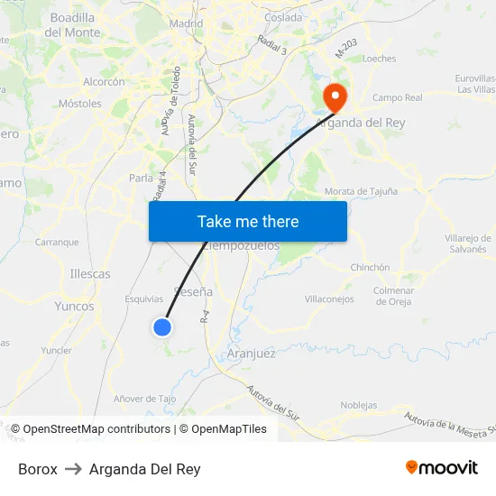 Borox to Arganda Del Rey map