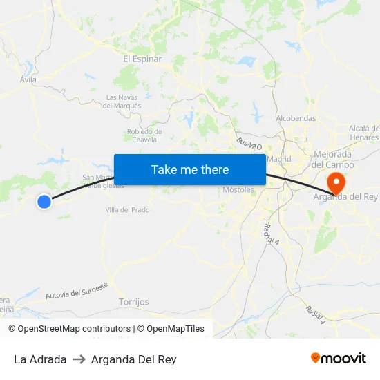 La Adrada to Arganda Del Rey map