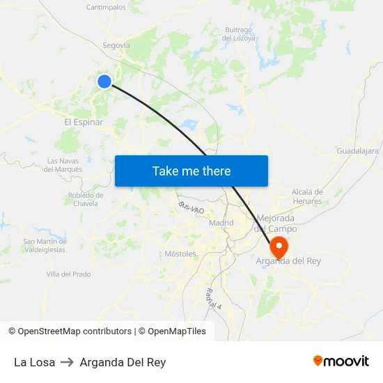 La Losa to Arganda Del Rey map