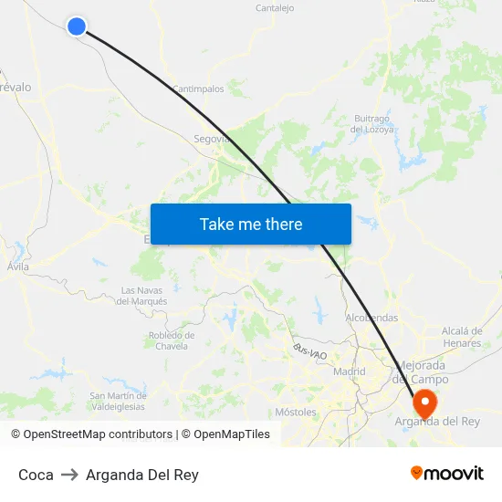 Coca to Arganda Del Rey map