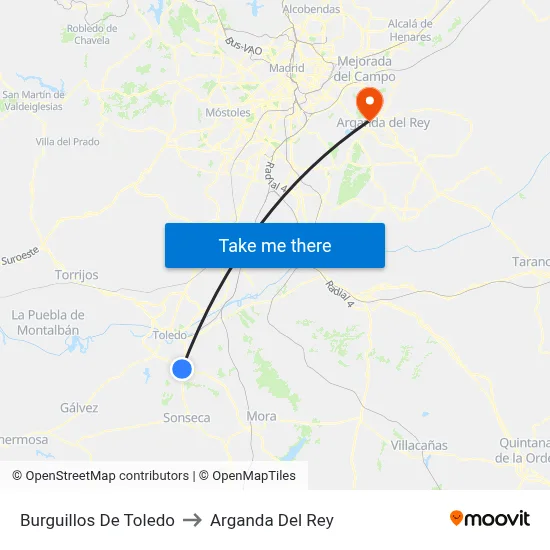 Burguillos De Toledo to Arganda Del Rey map