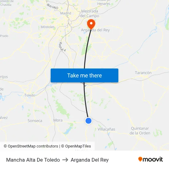 Mancha Alta De Toledo to Arganda Del Rey map
