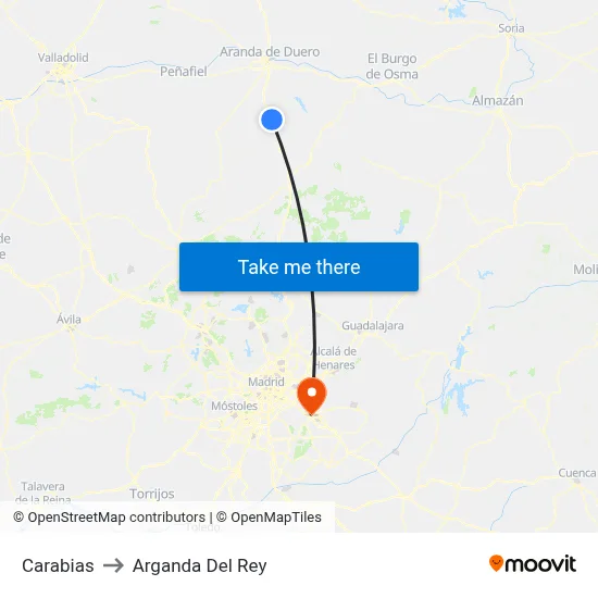Carabias to Arganda Del Rey map