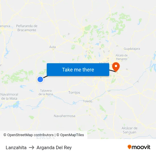 Lanzahíta to Arganda Del Rey map