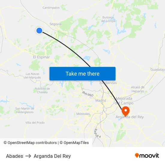 Abades to Arganda Del Rey map