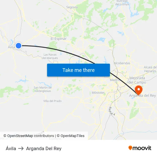 Ávila to Arganda Del Rey map