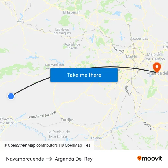 Navamorcuende to Arganda Del Rey map
