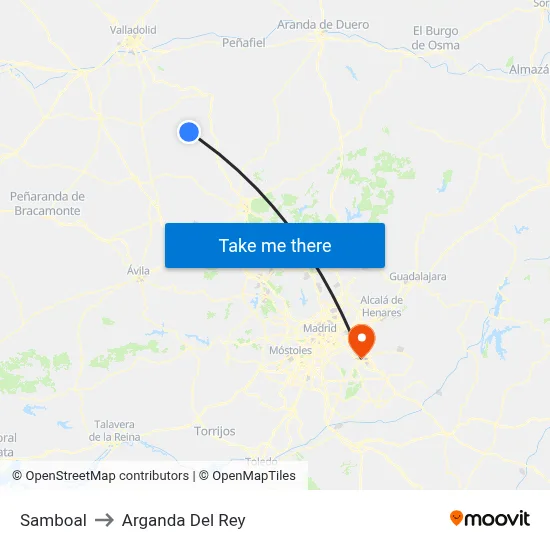 Samboal to Arganda Del Rey map