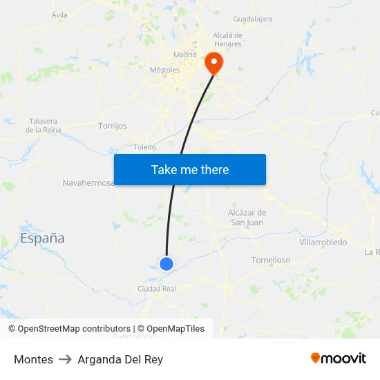 Montes to Arganda Del Rey map