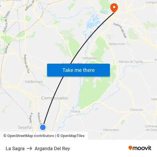 La Sagra to Arganda Del Rey map