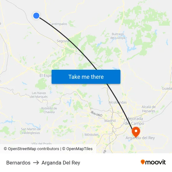 Bernardos to Arganda Del Rey map