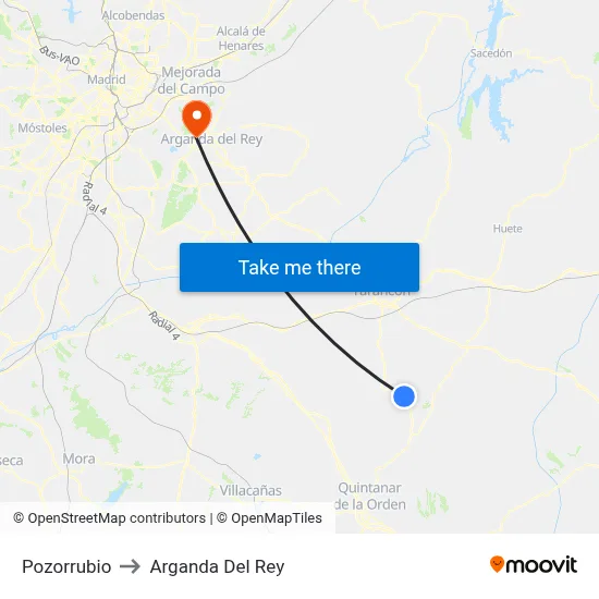 Pozorrubio to Arganda Del Rey map