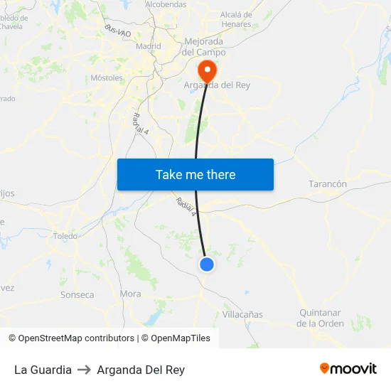 La Guardia to Arganda Del Rey map
