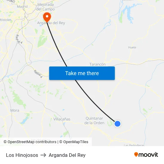 Los Hinojosos to Arganda Del Rey map