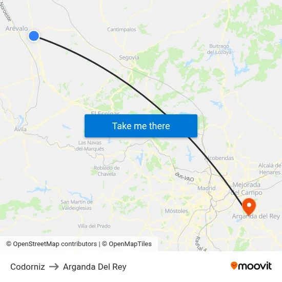 Codorniz to Arganda Del Rey map
