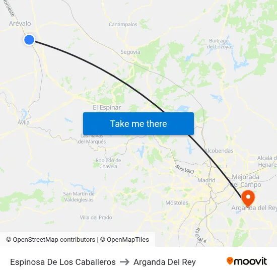 Espinosa De Los Caballeros to Arganda Del Rey map