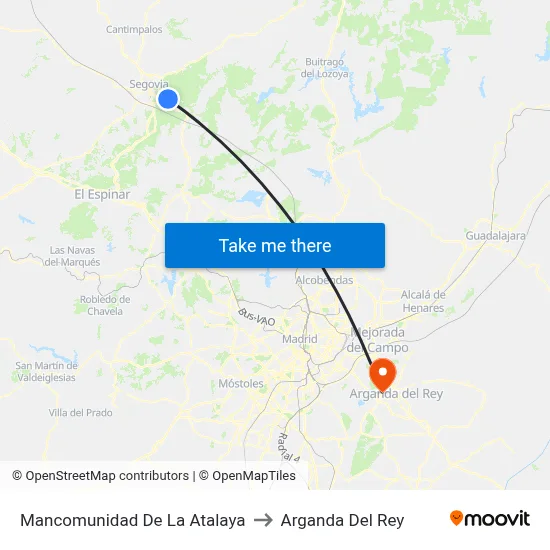 Mancomunidad De La Atalaya to Arganda Del Rey map