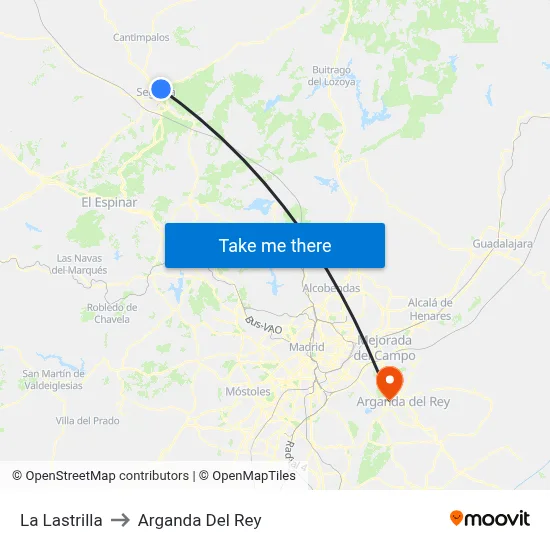 La Lastrilla to Arganda Del Rey map