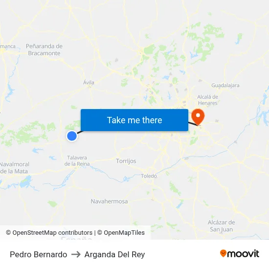 Pedro Bernardo to Arganda Del Rey map