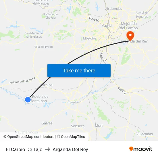 El Carpio De Tajo to Arganda Del Rey map