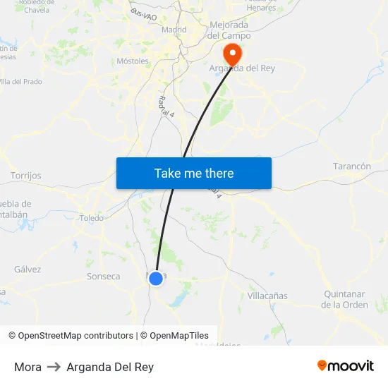 Mora to Arganda Del Rey map