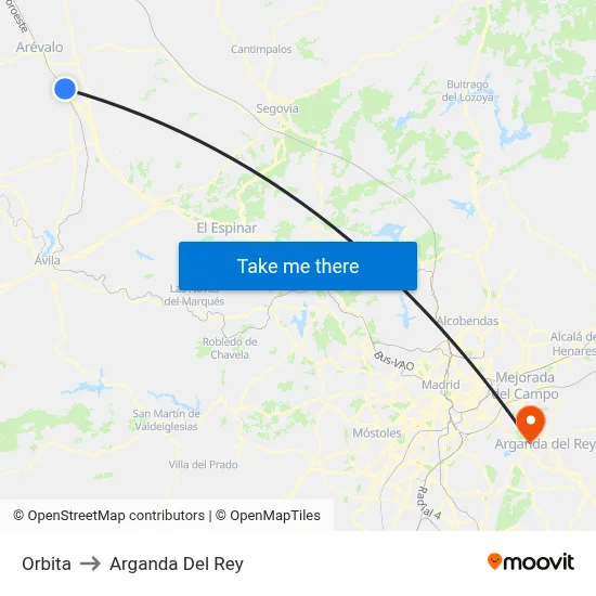 Orbita to Arganda Del Rey map