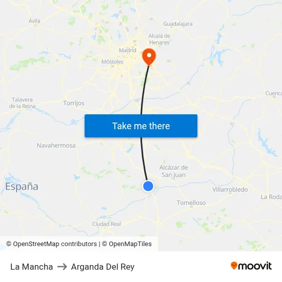 La Mancha to Arganda Del Rey map