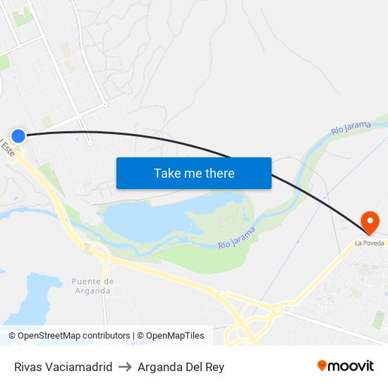 Rivas Vaciamadrid to Arganda Del Rey map