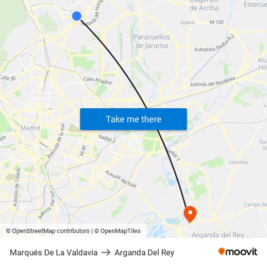 Marqués De La Valdavia to Arganda Del Rey map