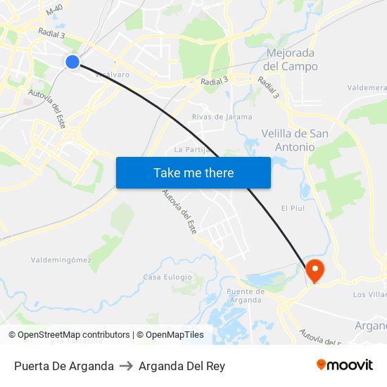 Puerta De Arganda to Arganda Del Rey map