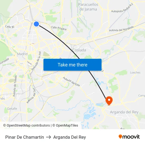 Pinar De Chamartín to Arganda Del Rey map