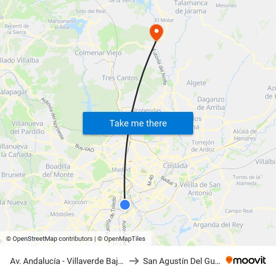 Av. Andalucía - Villaverde Bajo Cruce to San Agustín Del Guadalix map