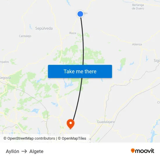 Ayllón to Algete map