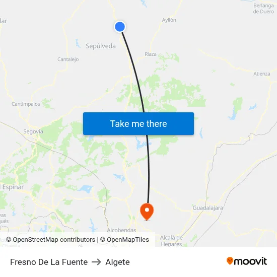Fresno De La Fuente to Algete map